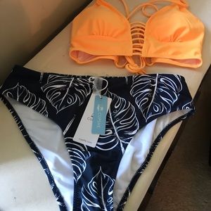 CUPSHE YELLOW AND LEAVES PRINT BIKINI